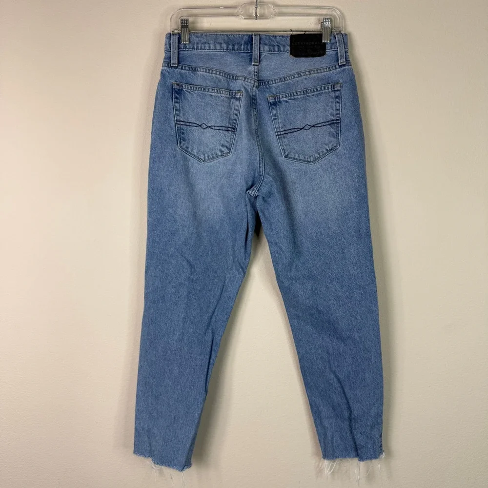 Lucky Brand Women's High Rise Frayed Hem Mom Jeans Drew Denim Size 6/28